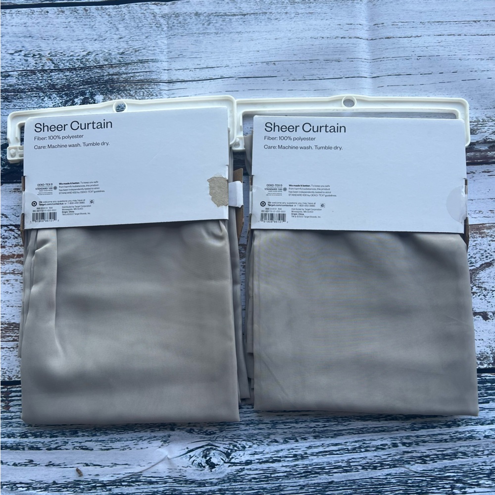 Set of 2 Room Essentials 84 inch Rod Pocket Sheer Curtain panels in Gray NEW - Picture 4 of 5